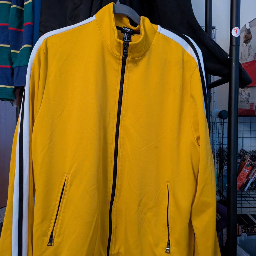 Yellow Windbreaker with White Accents